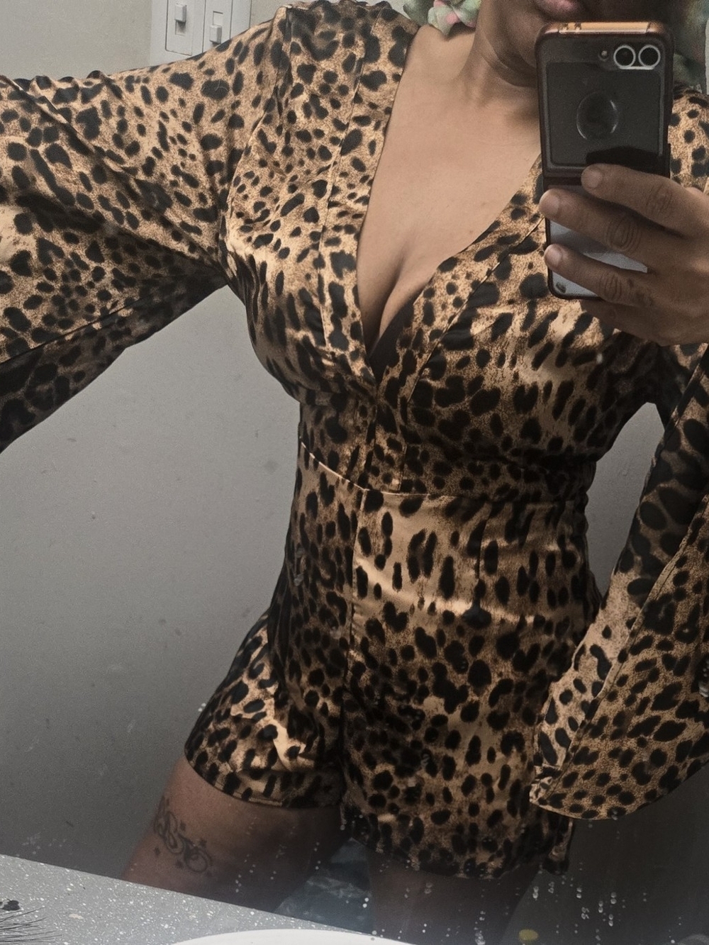Fashion Nova Brown and Black Leopard Romper